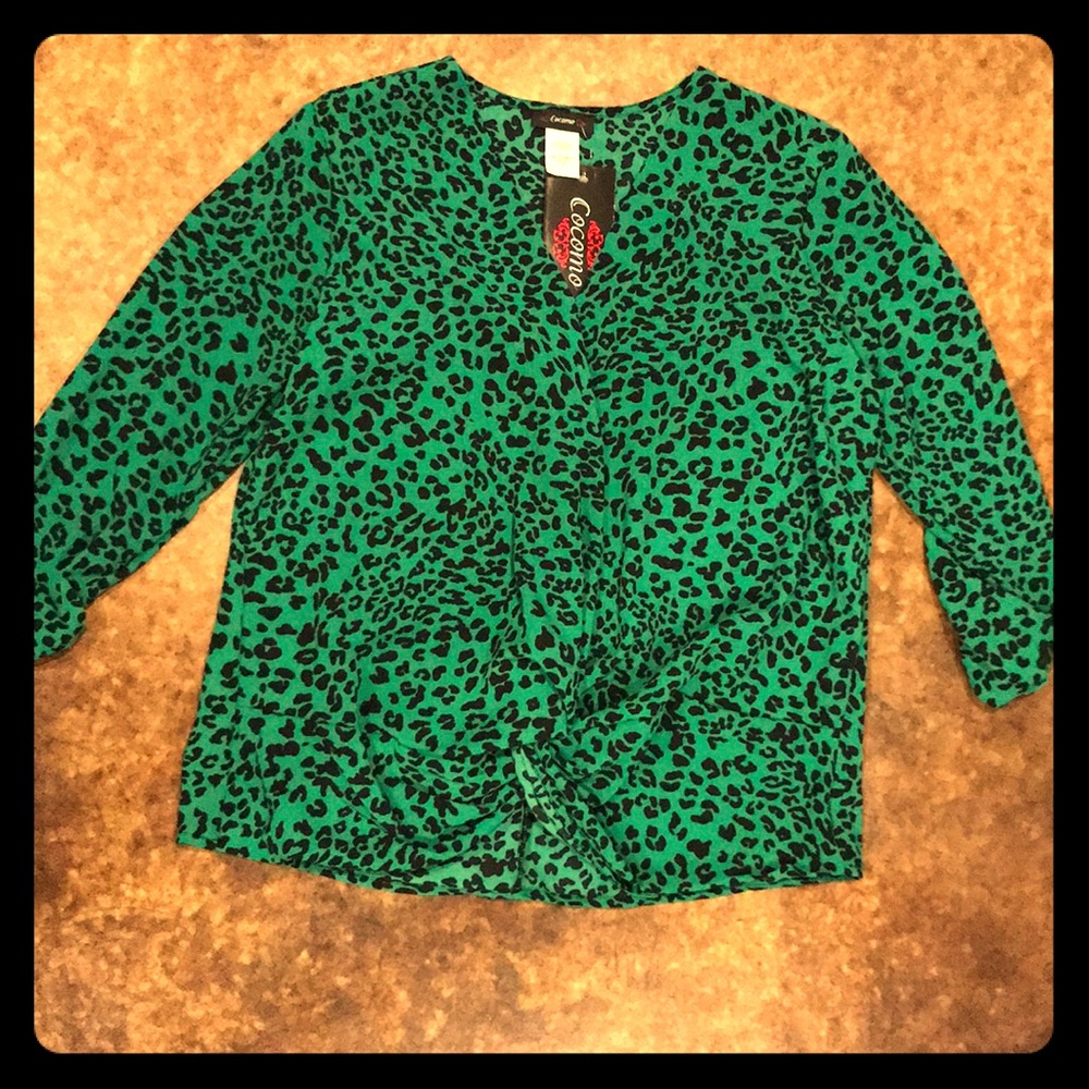 True green leopard blouse